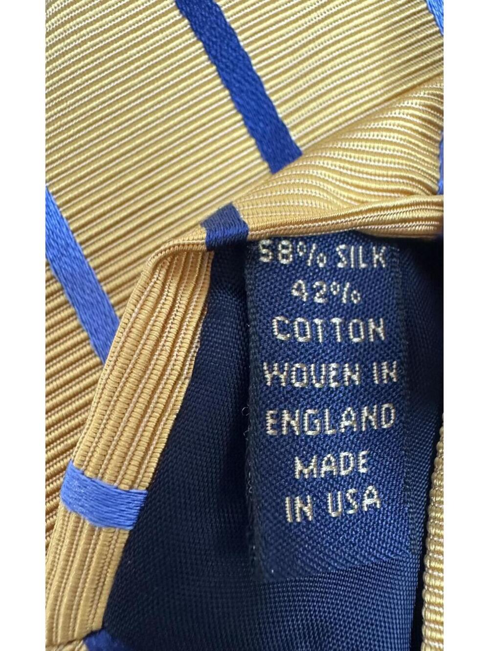 Brooks Brothers Makers yellow blue repp striped English silk-cotton blend tie - Picture 4 of 4
